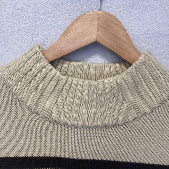 Vintage Y2K bq Oversized Sweater Mens 2XL Beige Brown Stripe Retro Baggy Acrylic - Picture 9 of 16